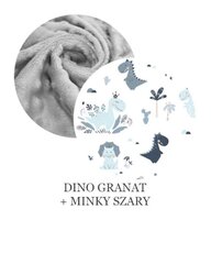 Dvipusė MimiNu minky apsauga lovytei 360x30cm Dino Grey kaina ir informacija | Vokeliai, miegmaišiai, pagalvės | pigu.lt