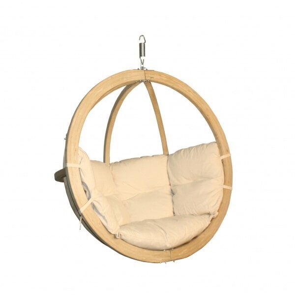 Medinis pakabinamas krėslas su stovu SWING POD + kreminės spalvos pagalvė kaina ir informacija | Lauko kėdės, foteliai, pufai | pigu.lt