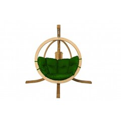 Medinis pakabinamas krėslas su stovu SWING POD + žalios spalvos pagalvė kaina ir informacija | Lauko kėdės, foteliai, pufai | pigu.lt
