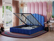 Veliūrinė lova TULPĖ 140x200 Mėlyna kaina ir informacija | Lovos | pigu.lt