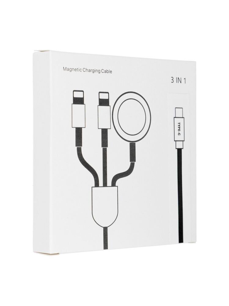 3in1 skirtas iPhone Lightning 8 kontaktų + iPhone Lightning 8 kontaktų + Apple Watch to Type-C, 3W 1A kabelis / laidas / įkroviklis, baltas kaina ir informacija | Laidai telefonams | pigu.lt