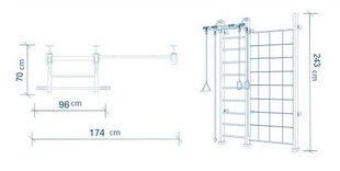 Medinė švediška gimnastikos sienelė Sanro Climber natūrali, 243x174cm kaina ir informacija | Gimnastikos sienelės | pigu.lt