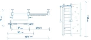 Medinė švediška gimnastikos sienelė Sanro Rock natūrali, 243x160cm kaina ir informacija | Gimnastikos sienelės | pigu.lt