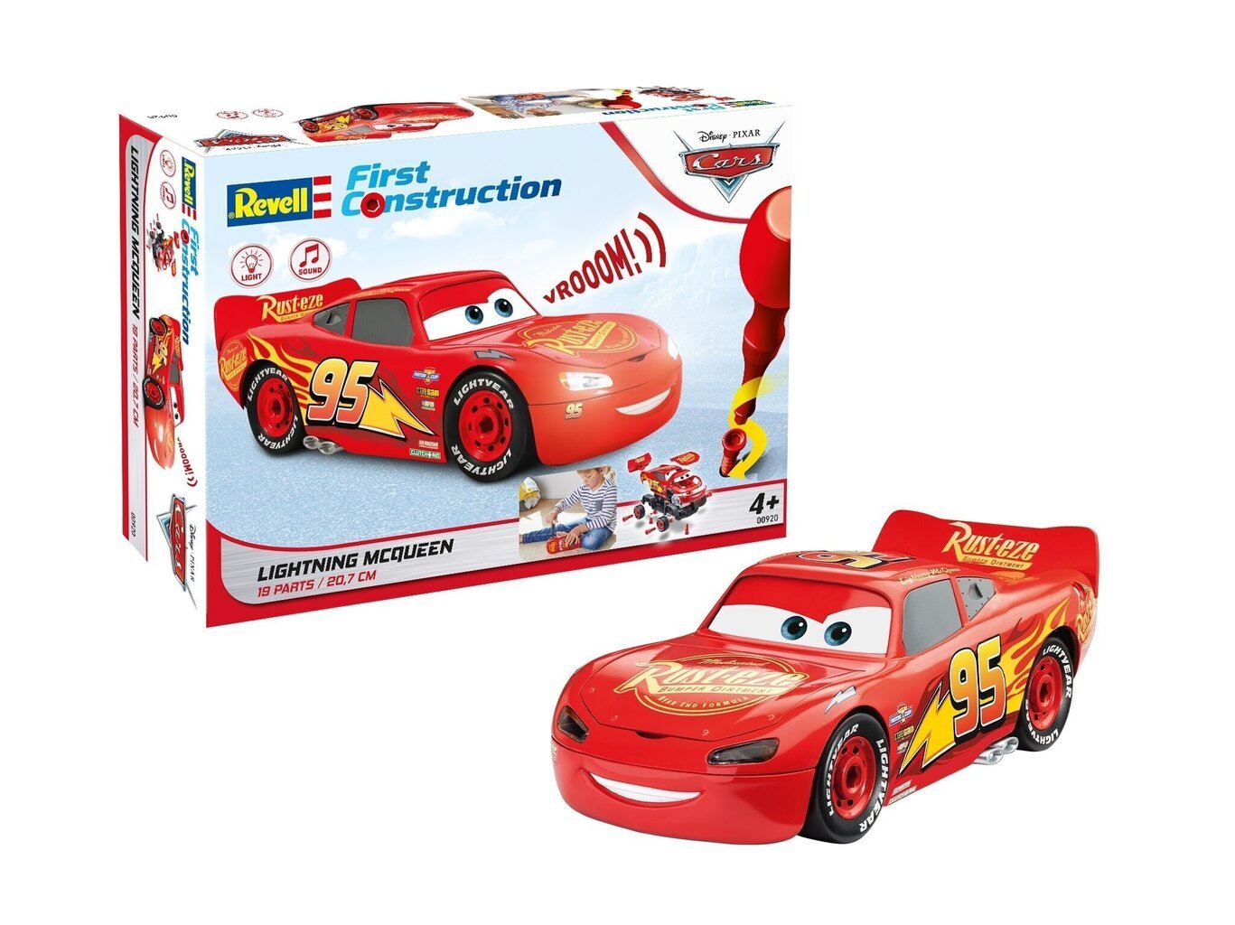 Plastikinis surenkamas modelis Revell First Construction Lightning McQueen Disney Cars Auto with Light&Sound, 1/20, 00920 kaina ir informacija | Konstruktoriai ir kaladėlės | pigu.lt