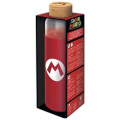 Stiklinis butelis su silikoniniu dangteliu Super Mario M, 585 ml kaina ir informacija | Gertuvės | pigu.lt