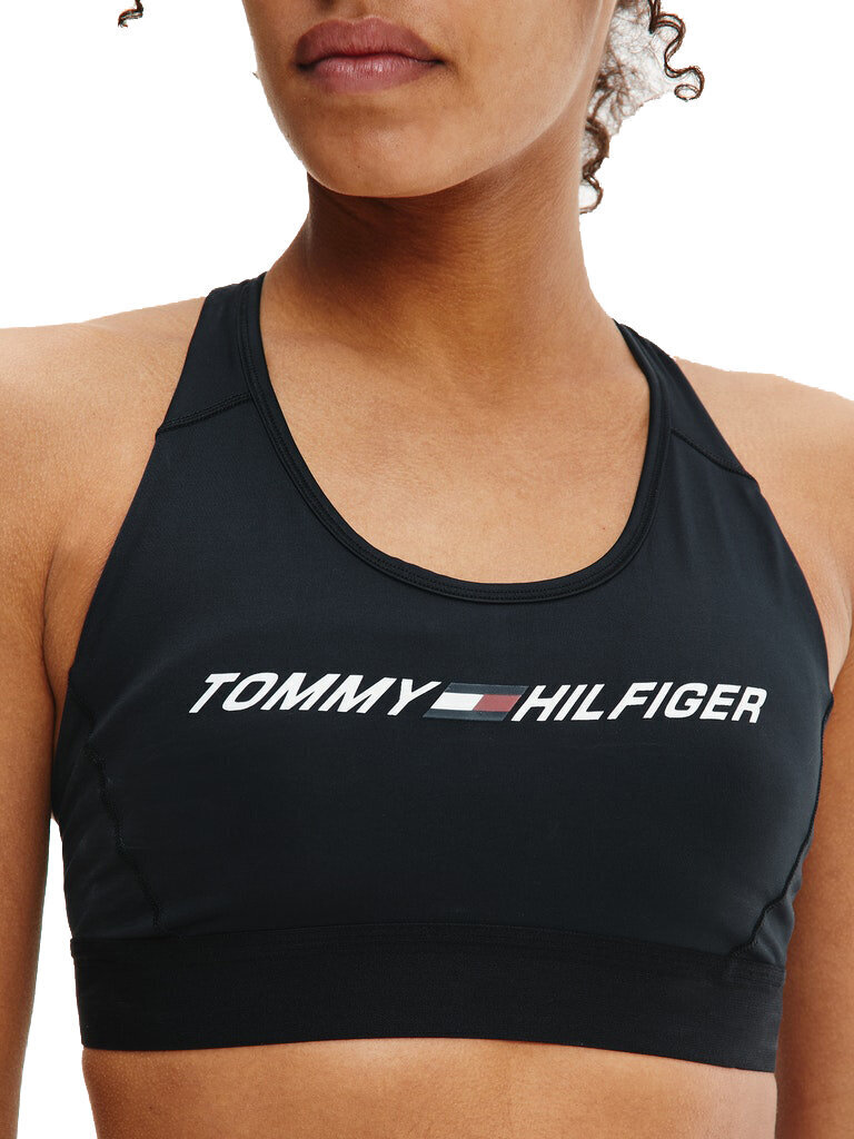 Sportinė liemenėlė Tommy Hilfiger MID INTENSITY GRAPHIC RACER BRA BLACK S10S100970 BDS 45773 M цена и информация | Liemenėlės | pigu.lt