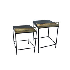 Вспомогательный стол DKD Home Decor, чёрный, позолоченный, сталь, алюминий (43 x 42 x 58.5 см) цена и информация | Журнальные столы | pigu.lt