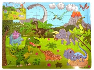 Medinė dėlionė vaikams Dinozaurai, 44 detalės kaina ir informacija | Dėlionės (puzzle) | pigu.lt