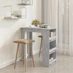 Baro stalas su lentyna, betono pilkas, 102x50x103,5cm, MDP kaina ir informacija | Virtuvės ir valgomojo stalai, staliukai | pigu.lt