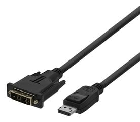Кабель Deltaco DisplayPort į DVI-D Single Link, Full HD 60Hz, 2 м, DP-2020-K цена и информация | Кабели и провода | pigu.lt