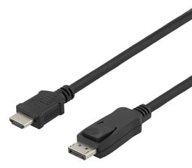 Deltaco, DP/HDMI, 1 m kaina ir informacija | Kabeliai ir laidai | pigu.lt