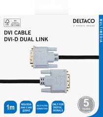 Deltaco, DVI-D, 1 m kaina ir informacija | Kabeliai ir laidai | pigu.lt