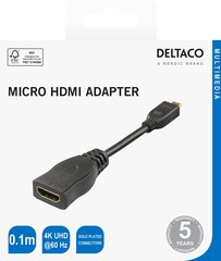 Deltaco, HDMI/Micro HDMI, 0.1 m kaina ir informacija | Adapteriai, USB šakotuvai | pigu.lt