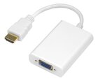 HDMI - VGA адаптер Deltaco 1920x1080 60Гц, 0.2m, белый / HDMI-VGA8-K / 00100029