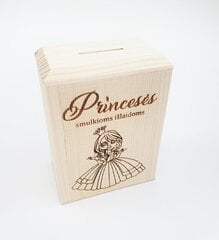 Medinė taupyklė „Princesės smulkioms išlaidoms“ kaina ir informacija | Kitos originalios dovanos | pigu.lt