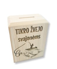 Medinė taupyklė „Tikro žvejo svajonėms“ kaina ir informacija | Kitos originalios dovanos | pigu.lt