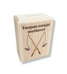 Medinė taupyklė „Taupau naujai meškerei“ цена и информация | Другие оригинальные подарки | pigu.lt