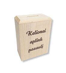 Medinė taupyklė „Kelionei aplink pasaulį“ kaina ir informacija | Kitos originalios dovanos | pigu.lt