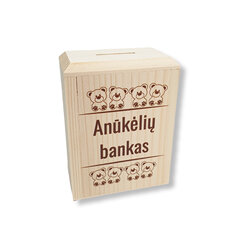 Medinė taupyklė „Anūkėlių bankas“ kaina ir informacija | Kitos originalios dovanos | pigu.lt