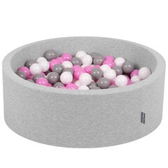 KiddyMoon Круглый детский бассейн с мячиками 90x30см/200 шариков ∅ 7см, Светло-серый:серый/белый/розовый цена и информация | Игрушки для малышей | pigu.lt
