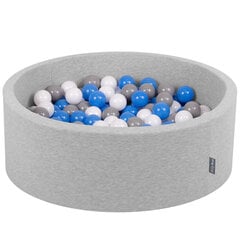 KiddyMoon Круглый детский бассейн с мячиками 90x30см/300 шариков ∅ 7см, Светло-серый:серый/белый/голубой цена и информация | Игрушки для малышей | pigu.lt