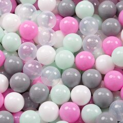 KiddyMoon Круглый детский бассейн с мячиками 90x30см/200 шариков ∅ 7см, Светло-серый:прозрачный/серый/белый/розовый/мятный цена и информация | Игрушки для малышей | pigu.lt