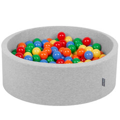 KiddyMoon Круглый детский бассейн с мячиками 90x30см/200 шариков ∅ 7см, Светло-серый:жёлтый/зелёный/голубой/красный/оранжевый цена и информация | Игрушки для малышей | pigu.lt