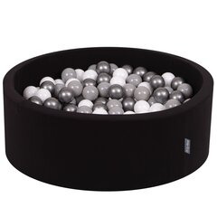 Круглый детский бассейн с мячиками KiddyMoon 90x30 см/200 шариков ∅ 7 см, сертифицирован в ЕС, черный: белый/серый/серебряный цена и информация | Игрушки для малышей | pigu.lt