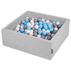 Kvadratinis putplasčio baseinas KiddyMoon su kamuoliukais, pilka, 90x30 cm kaina ir informacija | Žaislai kūdikiams | pigu.lt