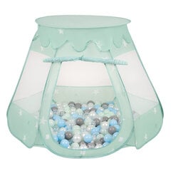 Игровая палатка с пластиковыми шариками Selonis Pop Up, 105x90 см/100 шариков, для детей, мятный: перламутровый/серый/прозрачный/светло-голубой/мятный цена и информация | Игрушки для малышей | pigu.lt