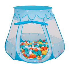 Palapinė Pop Up su plastikiniais kamuoliukais, mėlyna, 105x90 cm, 600 kamuoliukų kaina ir informacija | Žaislai kūdikiams | pigu.lt
