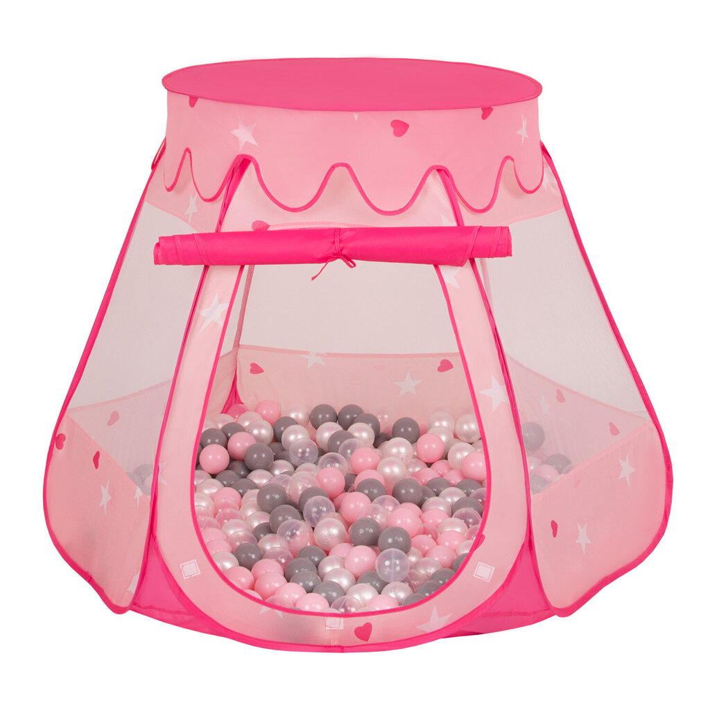 Palapinė Pop Up su plastikiniais kamuoliukais, rožinė, 105x90 cm, 300 kamuoliukų kaina ir informacija | Žaislai kūdikiams | pigu.lt