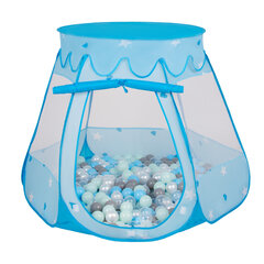 Palapinė Pop Up su plastikiniais kamuoliukais, mėlyna, 105x90 cm, 300 kamuoliukų kaina ir informacija | Žaislai kūdikiams | pigu.lt