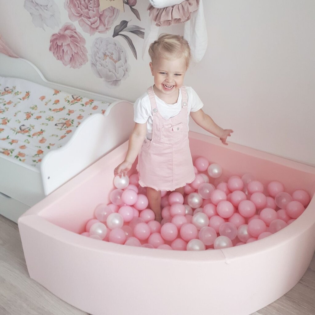 Ketvirtis putplasčio baseinas KiddyMoon su kamuoliukais, pilka, 90x30 cm цена и информация | Žaislai kūdikiams | pigu.lt