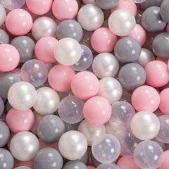 Детский бассейн с мячиками KiddyMoon, 90x30 см/300 шариков ∅ 7 см, сертифицирован в ЕС, темно-серый: перламутровый/серый/прозрачный/розовая пудра цена и информация | Игрушки для малышей | pigu.lt