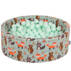 Apvalus putplasčio baseinas KiddyMoon su kamuoliukais, žalia, 90x30 cm kaina ir informacija | Žaislai kūdikiams | pigu.lt