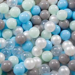 Играть в пластиковые шарики KiddyMoon для малыша 1200 штук ∅ 6 см, сертифицированный продукт, произведенный в ЕС,  перламутровый/серый/прозрачный/светло-голубой/мятный цена и информация | Игрушки для малышей | pigu.lt