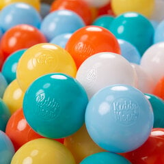 Играть в пластиковые шарики KiddyMoon для малыша 500 штук ∅ 6 см, сертифицированный продукт, произведенный в ЕС, белый/жёлтый/оранжевый/светло-голубой/бирюзовый цена и информация | Игрушки для малышей | pigu.lt