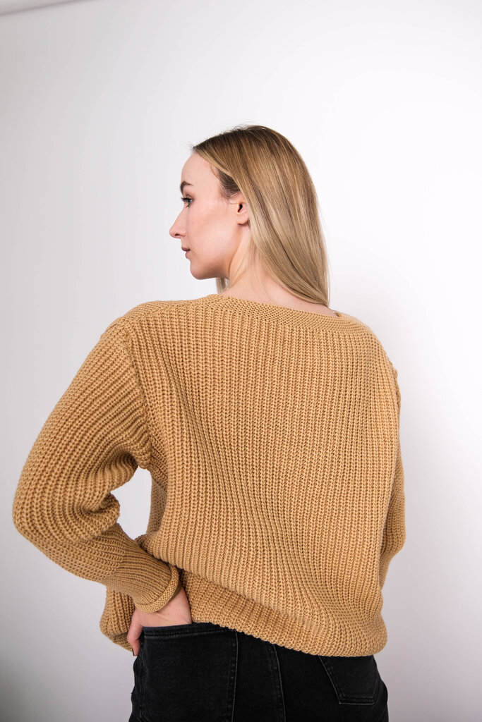 Megztinis su sagomis moterims Kredaga 883, rudas цена и информация | Megztiniai moterims | pigu.lt