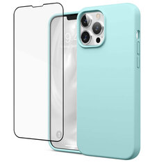 Protection set -silikoninis dėklas skirtas Apple iPhone 13 Pro Soundberry (real liquide silicone), mėlynas -Blue Island + grūdinto stiklo ekrano apsauga Superior 5D kaina ir informacija | Telefono dėklai | pigu.lt