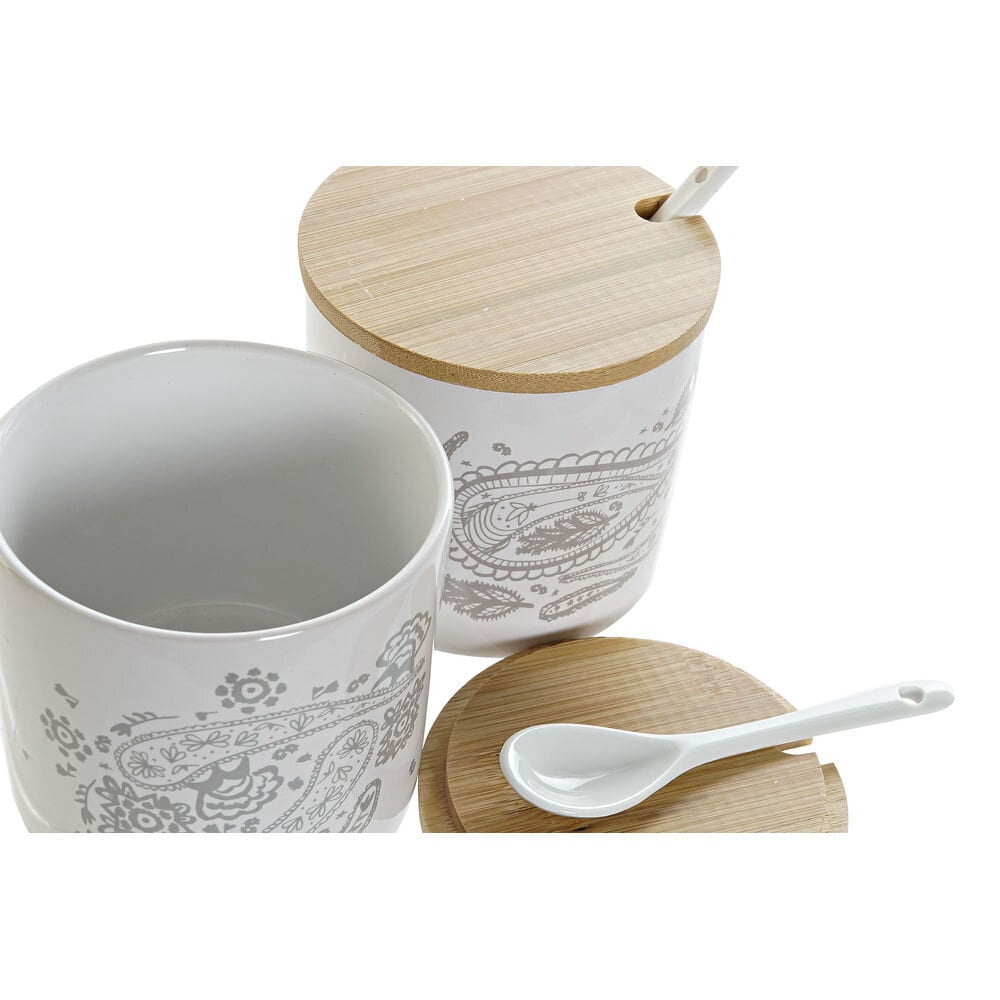 DKD Home Decor cukraus dubuo bambuko - keramikos dirbinys 9.5 x 9.5 x 9.5 cm 4 vnt. цена и информация | Indai, lėkštės, pietų servizai | pigu.lt