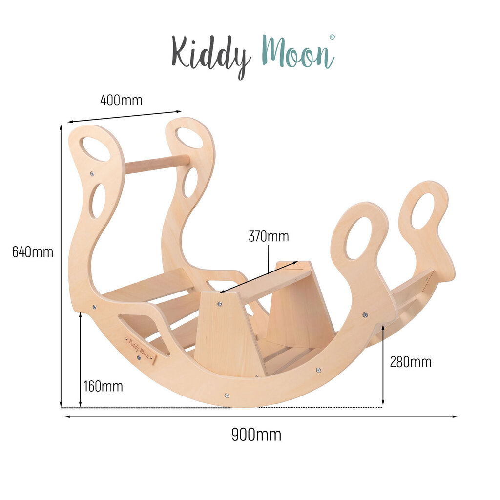 KiddyMoon Vaikiškos medinės supynės Montessori WR-001, Pilka kaina ir informacija | Sūpynės | pigu.lt
