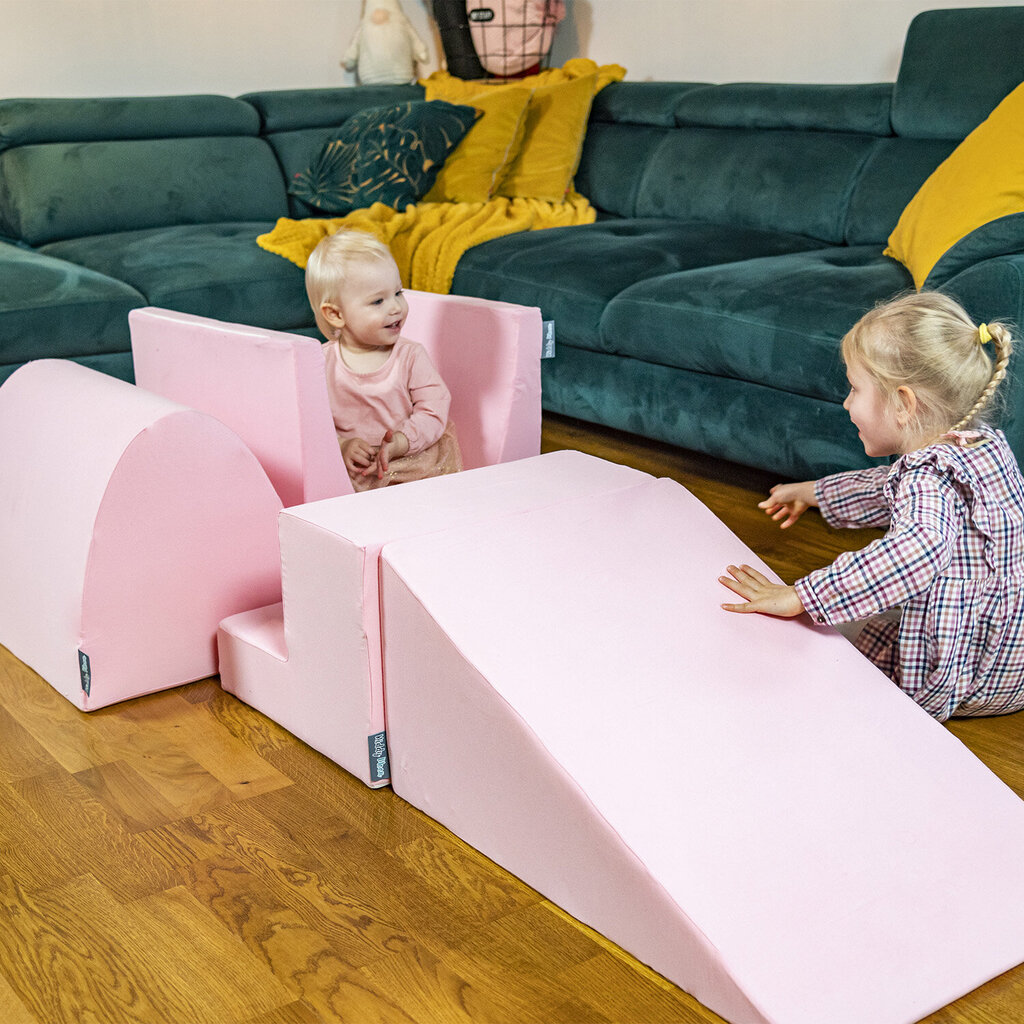 Kiddymoon Foam Vaikiška Žaidimų Aikštelė Su Apvaliu Baseinu Kamuoliukams (200 Kamuoliukų), Pleištas, Rožinė:Pudra Rožinė/Perlų spalva/Skaidri kaina ir informacija | Žaislai kūdikiams | pigu.lt