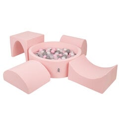 Детская площадка KiddyMoon Foam с круглым бассейном для шариков (300 шариков), версия 1, розовый: перламутровый/серый/прозрачный/розовая пудра цена и информация | Игрушки для малышей | pigu.lt