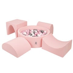 Детская площадка KiddyMoon Foam с круглым бассейном для шариков (300 шариков), версия 1, розовый: белый/серый/розовая пудра цена и информация | Игрушки для малышей | pigu.lt