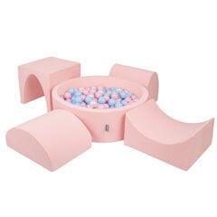 Детская площадка KiddyMoon Foam с круглым бассейном для шариков (300 шариков), версия 1, розовый: светло-голубой/розовая пудра/перламутровый цена и информация | Игрушки для малышей | pigu.lt