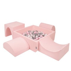 Детская площадка KiddyMoon Foam с квадратным бассейном для шариков (200 шариков), версия 1, розовый: перламутровый / серый / прозрачный / розовая пудра цена и информация | Игрушки для малышей | pigu.lt
