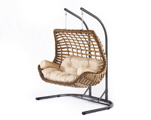 Pakabinamas fotelis Floriane Garden Junda, rudas kaina ir informacija | Lauko kėdės, foteliai, pufai | pigu.lt