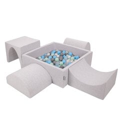 Детская площадка с квадратным бассейном для шариков KiddyMoon Foam (200 шариков), Версия 1, светло-серый: перламутровый/серый/прозрачный/светло-голубой/мятный цвет цена и информация | Игрушки для малышей | pigu.lt