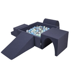 Детская площадка с квадратным бассейном для шариков KiddyMoon Foam (200 шариков), Версия 3, темно-голубой: перламутровый/серый/прозрачный/светло-голубой/мятный цвет цена и информация | Игрушки для малышей | pigu.lt